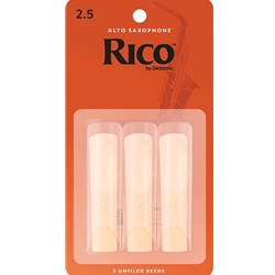 Rico Alto Sax Reeds, 2.5 Strength, 3-Pack