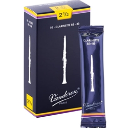Vandoren Traditional Clarinet, 2.5 Strength Reeds, 10 Pack