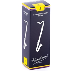 Vandoren Traditional Bass Clarinet, 3 Strength Reeds, 5 Pack