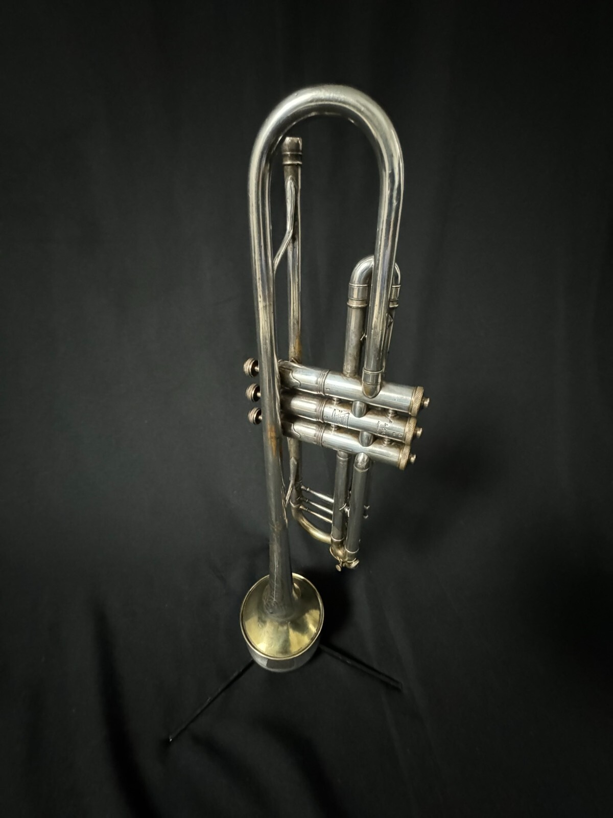 Buescher True Tone LP Silver Trumpet w/ Gold Inlay Bell (Vintage 1926) - Image 2