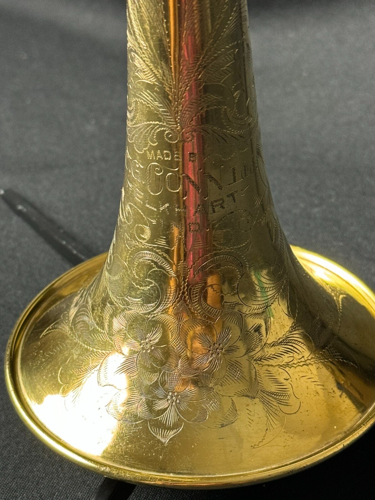 Conn Bb/A Gold-Plated Trumpet w/ Engravings (Vintage 1919) - Image 4