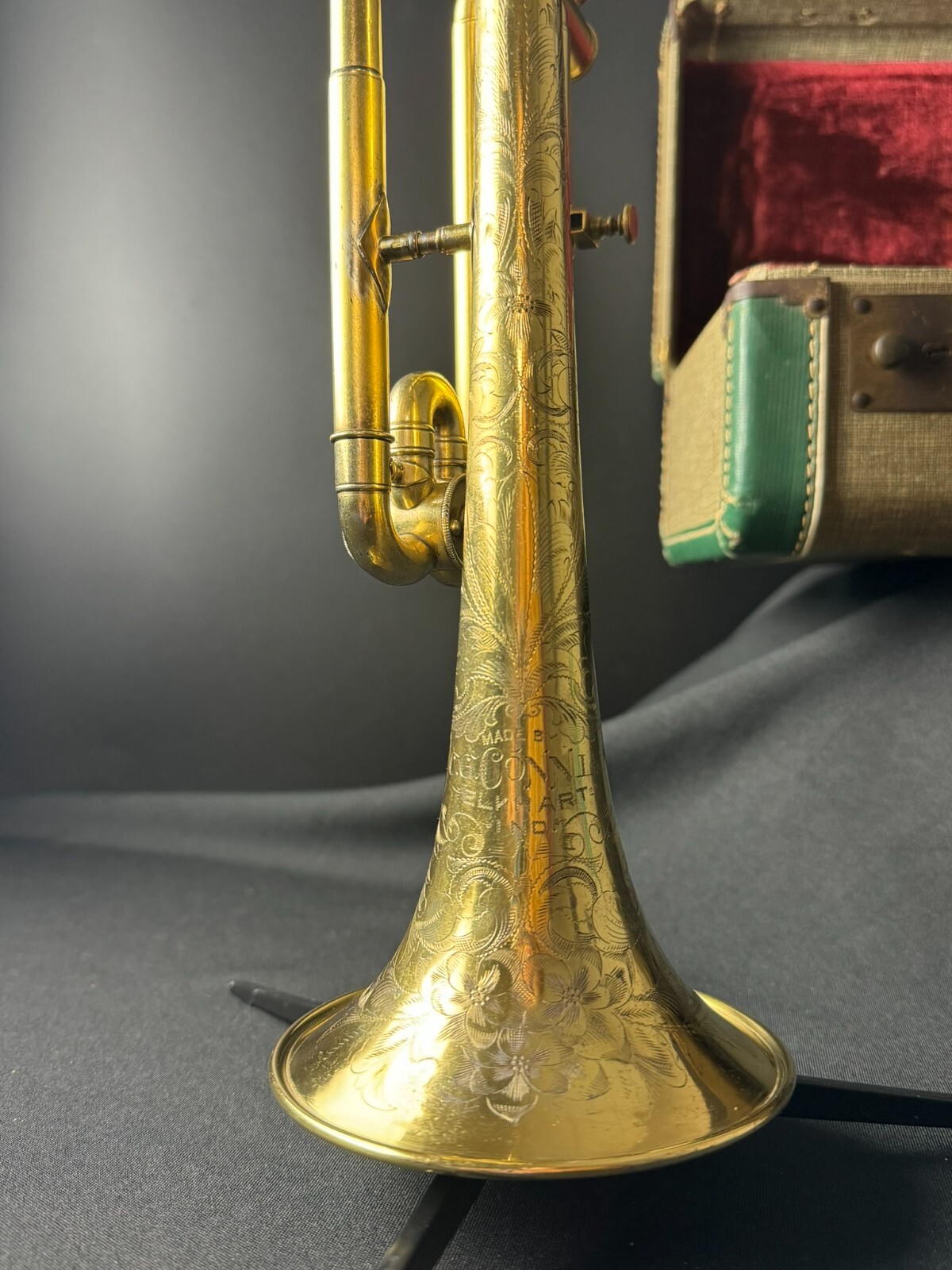 Conn Bb/A Gold-Plated Trumpet w/ Engravings (Vintage 1919) - Image 5