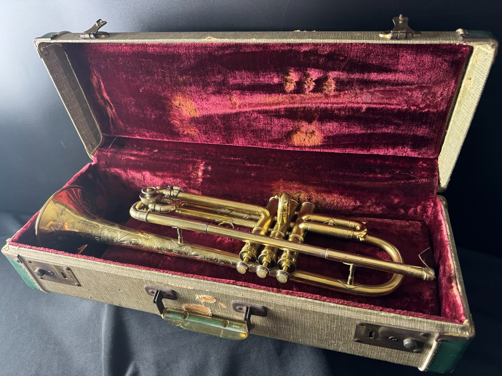 Conn Bb/A Gold-Plated Trumpet w/ Engravings (Vintage 1919) - Image 16