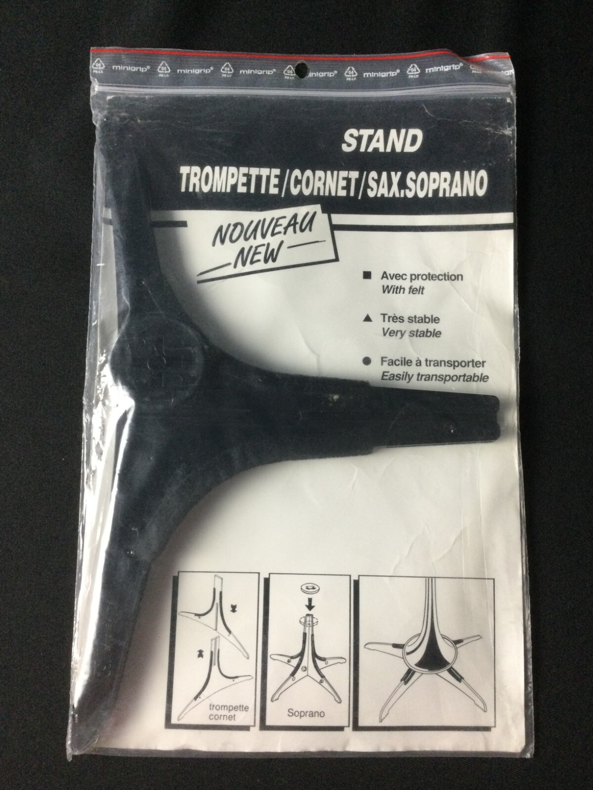 French Besson Locking Slat Collapsible Stand for Trumpet/Cornet/Soprano Sax