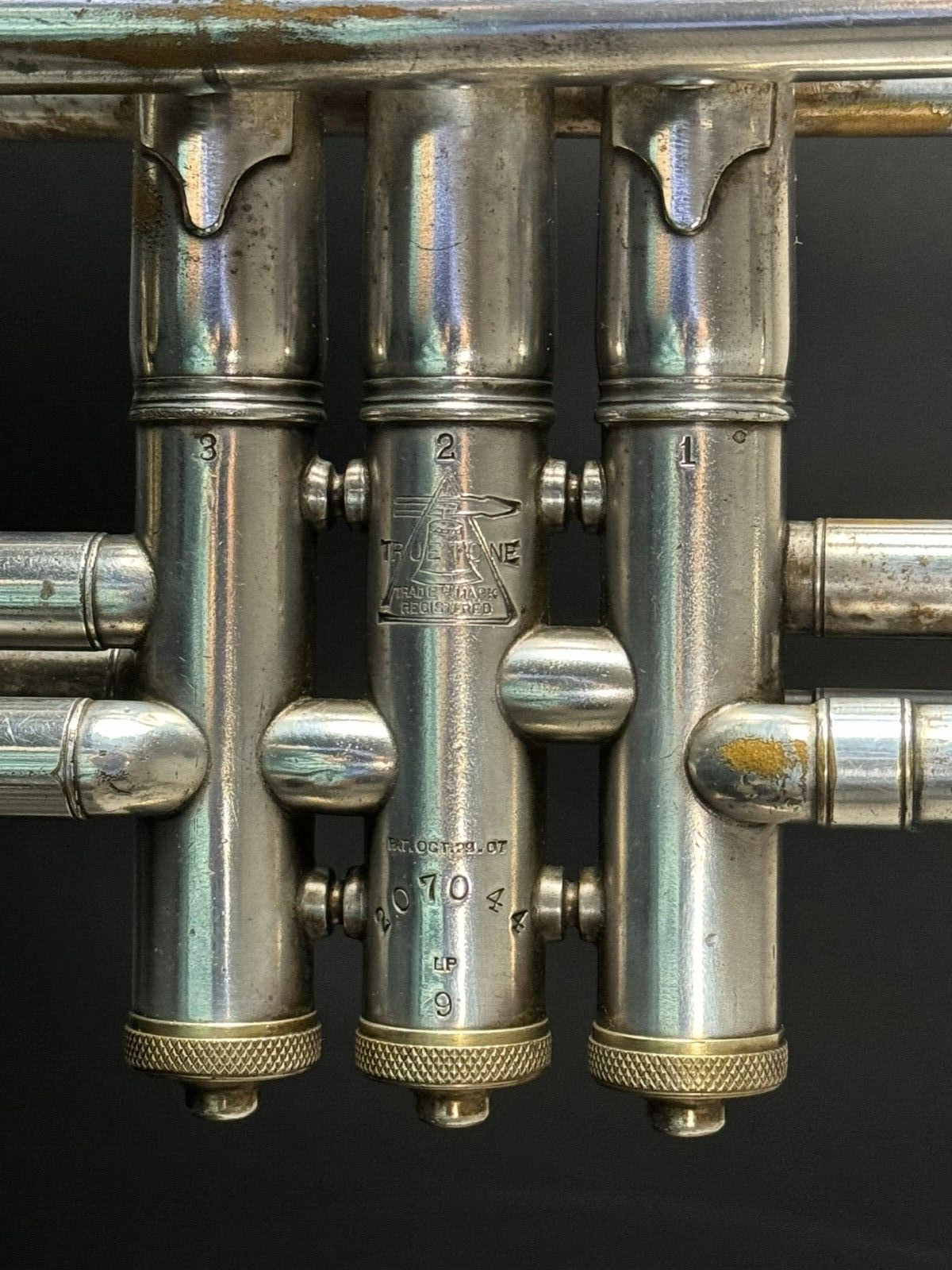 Buescher True Tone LP Silver Trumpet w/ Gold Inlay Bell (Vintage 1926) - Image 6