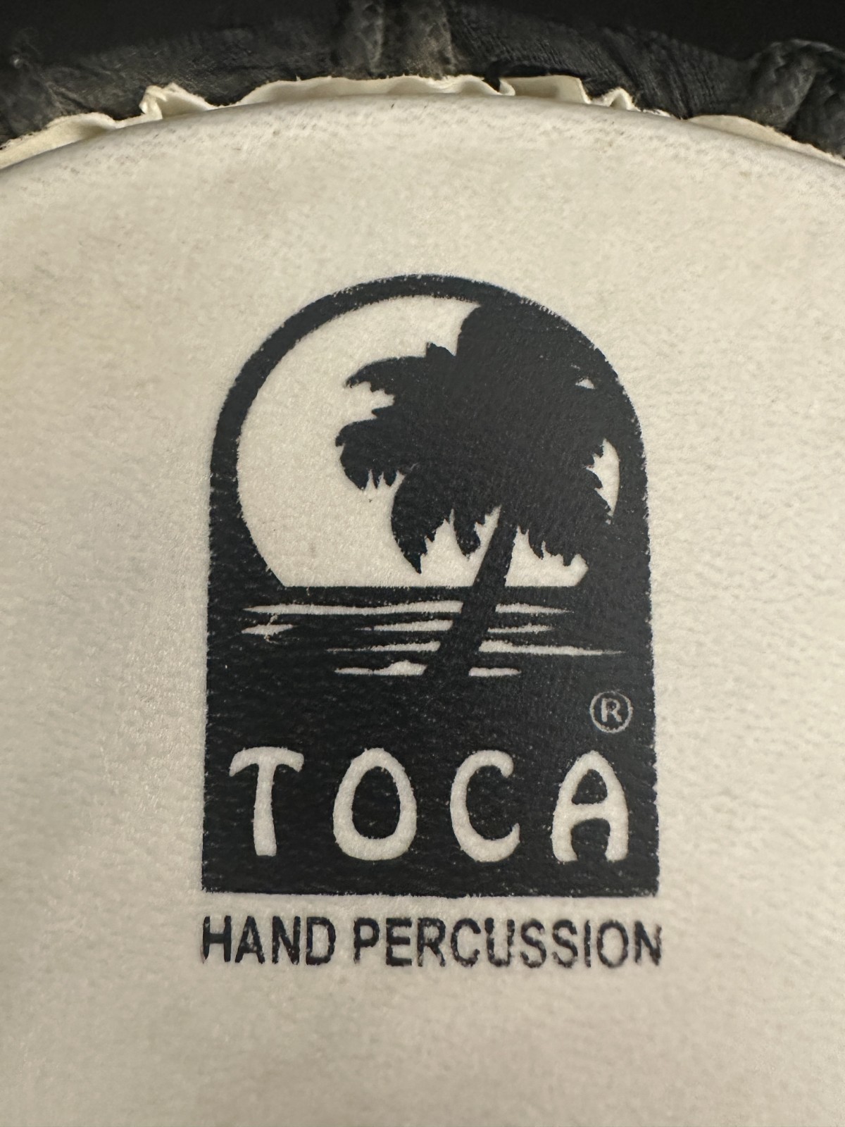 Toca African Black and Brown 8" Djembe with attached woven black strap, 16" tall - Image 8