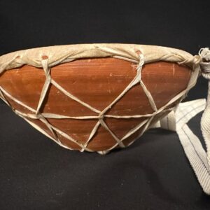 MKS Kolkata 7.5" decorated Indian Hand Drum, clay, with strap, known as Nagada