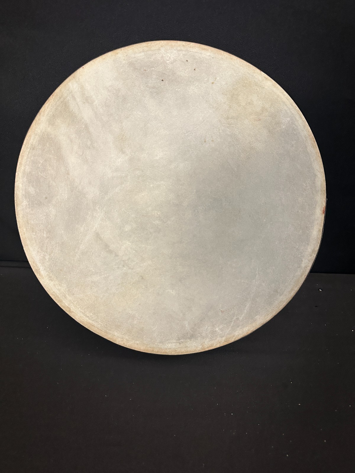 12" x 2" Unbranded, decorated Ocean Drum, skin, light brown with gray and gold - Image 3