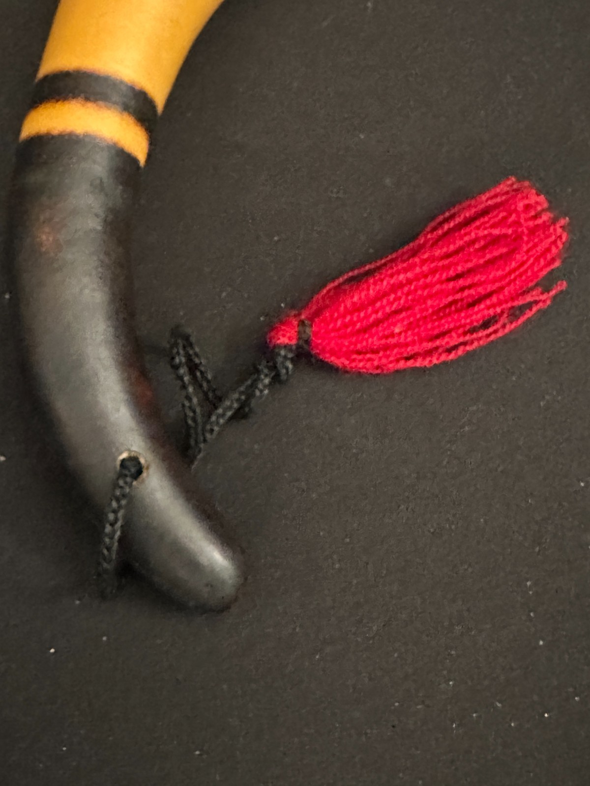 7" Small African Gourd Shaker with nut shells and red tasseled strap - Image 5