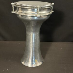 7" Aluminum Darbuka, 12.5" tall, with plastic head, silver