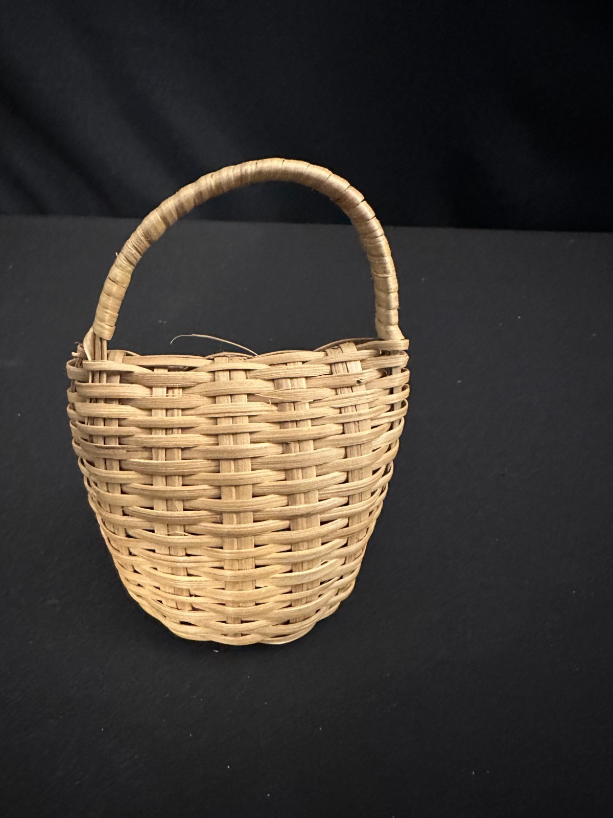Caxixi, African woven basket shaker, 5" x 4" x 2.5"