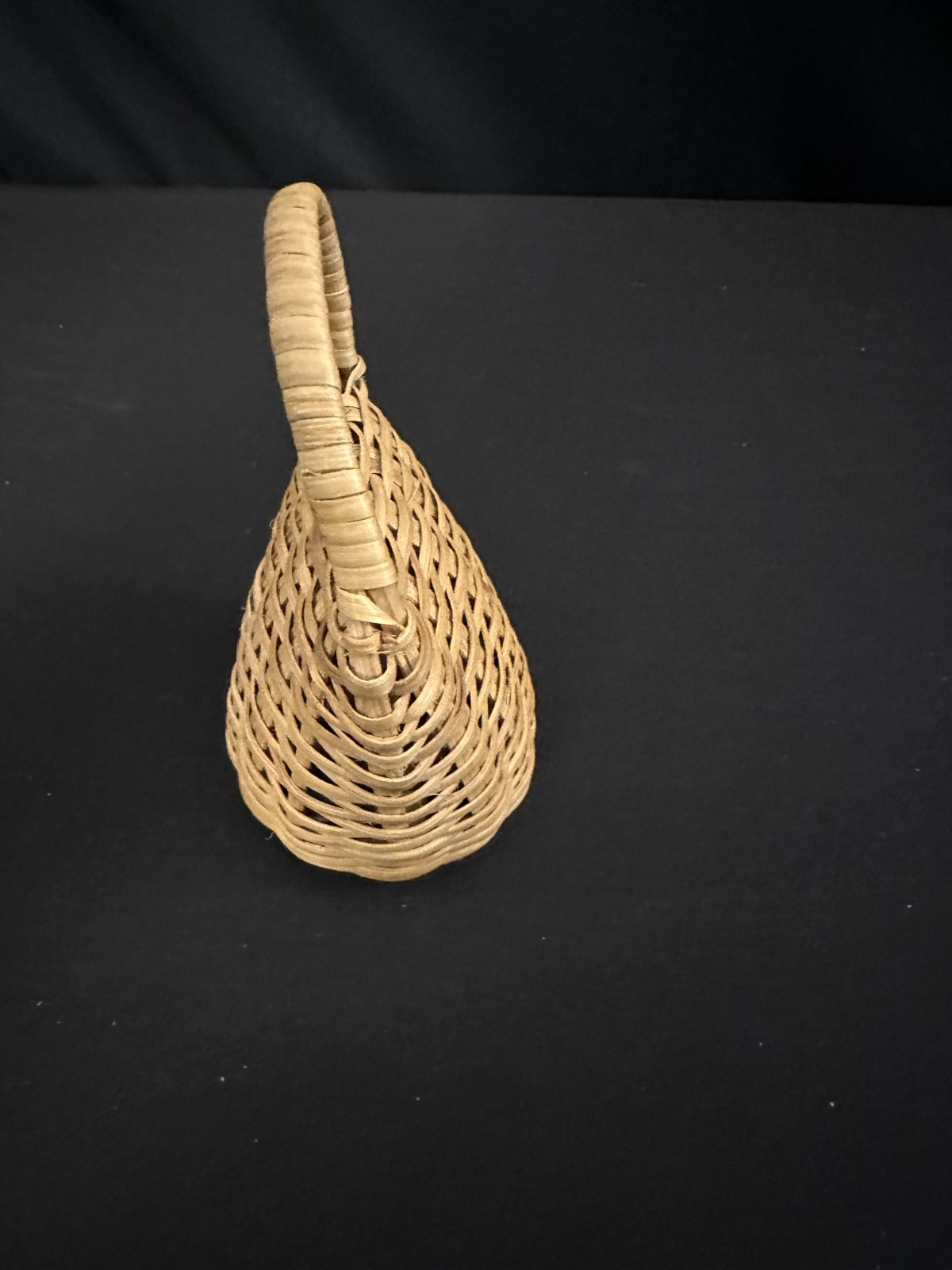 Caxixi, African woven basket shaker, 5" x 4" x 2.5" - Image 4