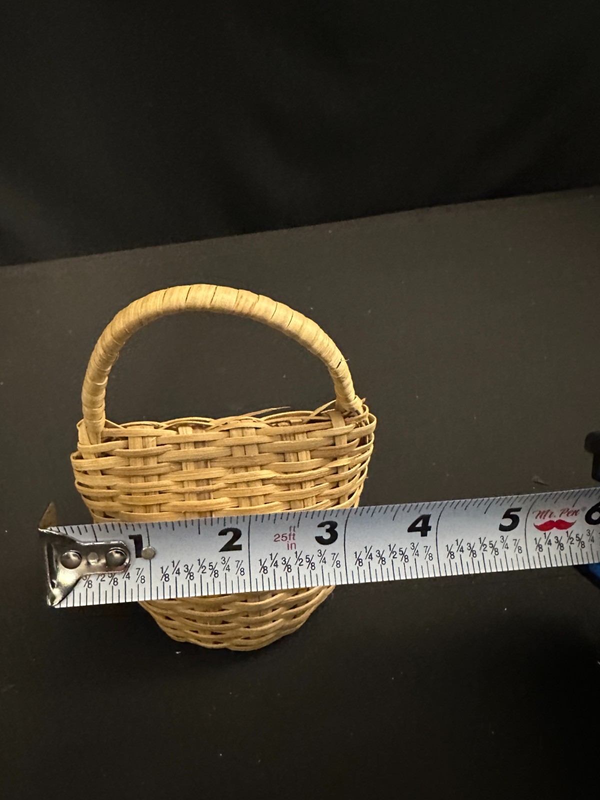 Caxixi, African woven basket shaker, 5" x 4" x 2.5" - Image 6