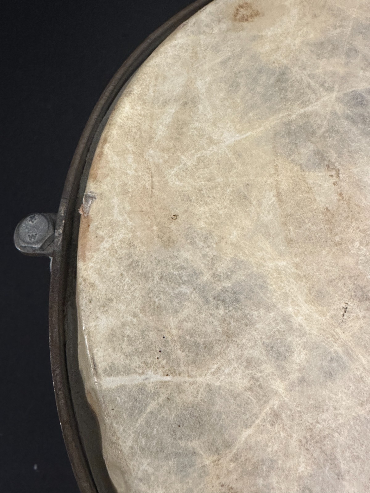 Beautiful 10" Hand Hammered Aluminum Darbuka, 15.5" tall, silver, head is good - Image 6