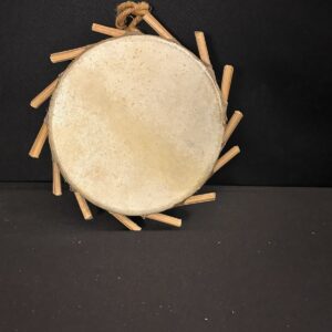 Nigerian 5" Clay hand drum, known as sakara, skin head, good condition