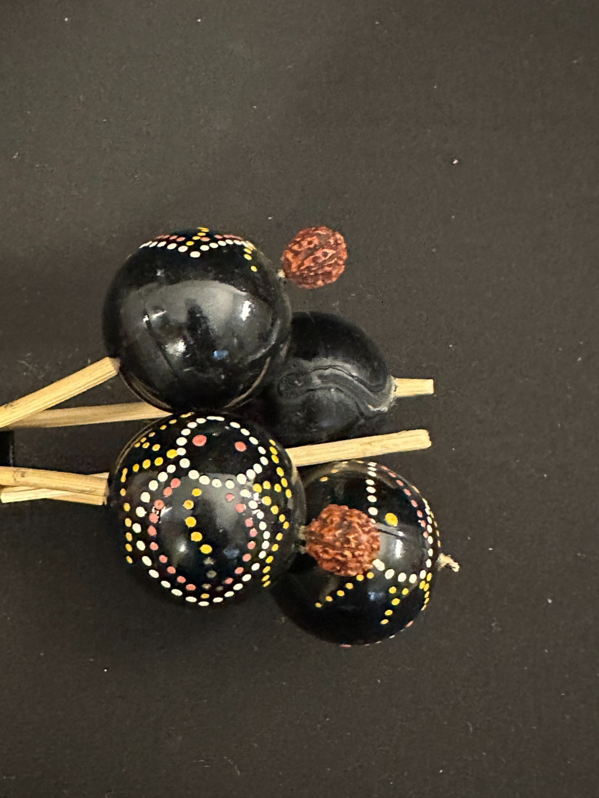 Ball Shaker on a Stick, black with details, 12" long, balls are 1.5" diameter - Image 3
