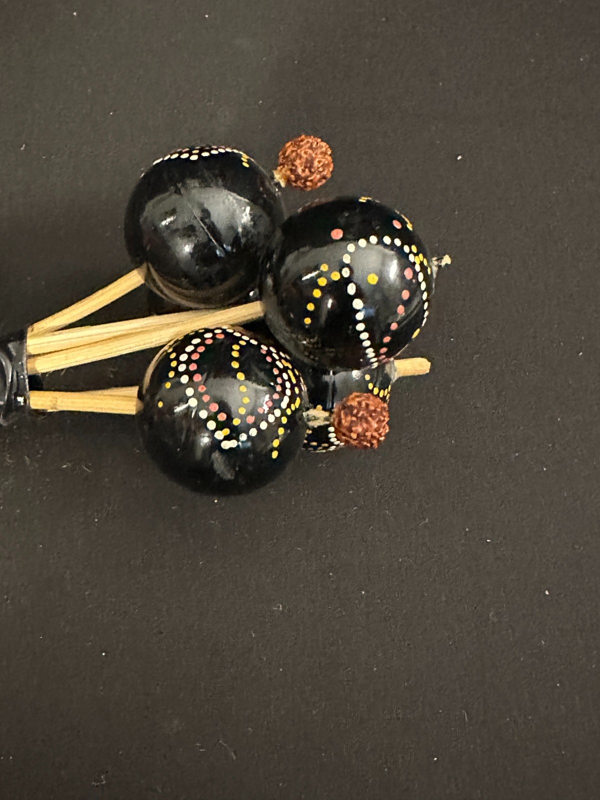 Ball Shaker on a Stick, black with details, 12" long, balls are 1.5" diameter - Image 4