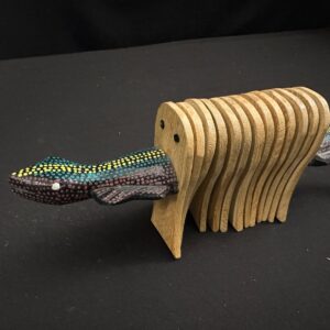 12" long Lizard Clapper, similar to Japanese kokoriko, artwork looks aboriginal