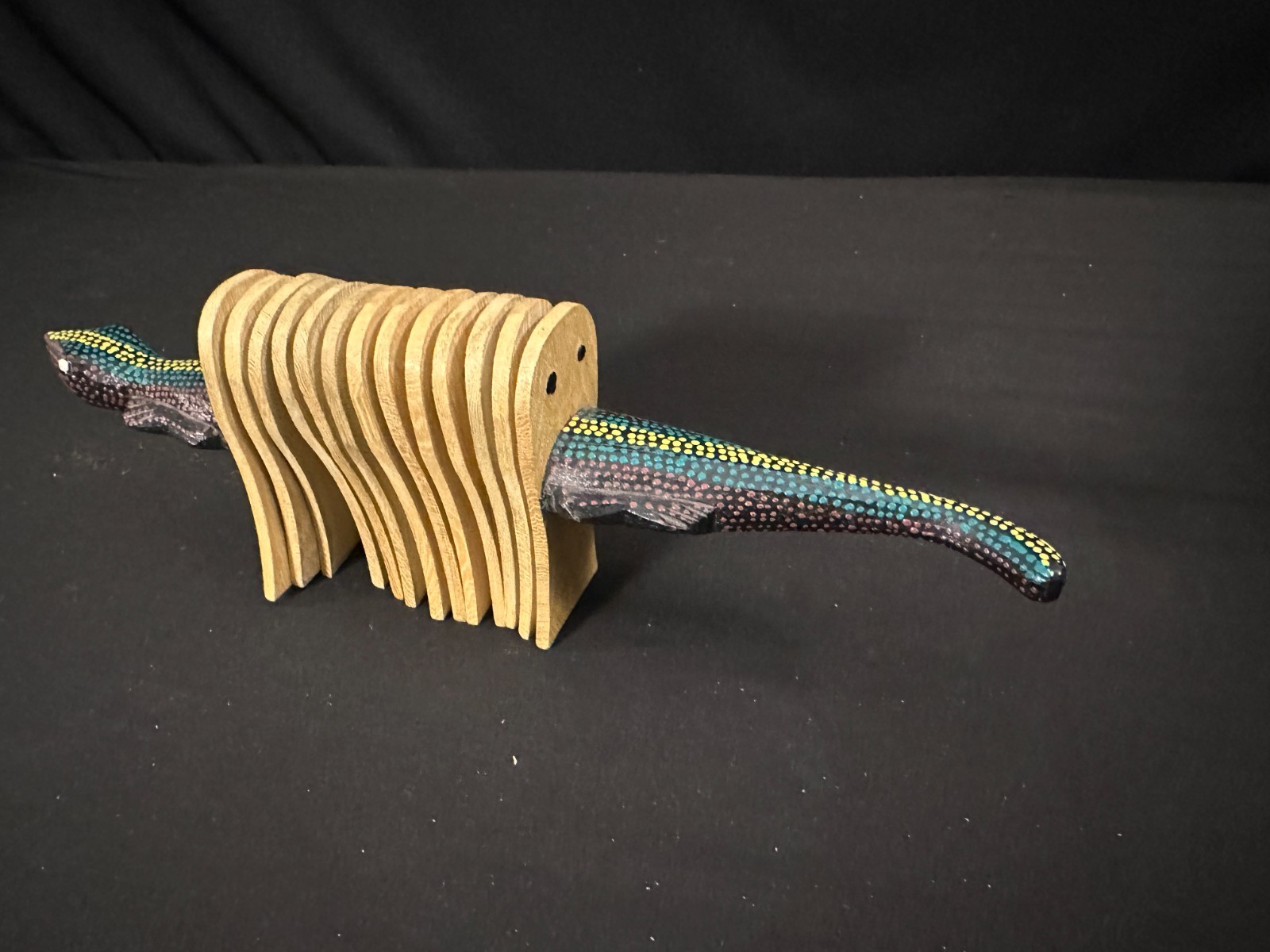 12" long Lizard Clapper, similar to Japanese kokoriko, artwork looks aboriginal - Image 2