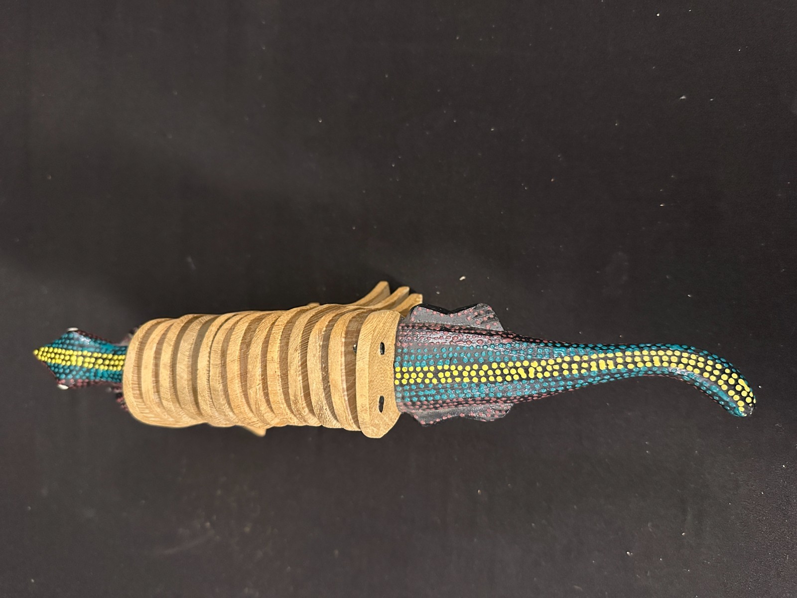 12" long Lizard Clapper, similar to Japanese kokoriko, artwork looks aboriginal - Image 3
