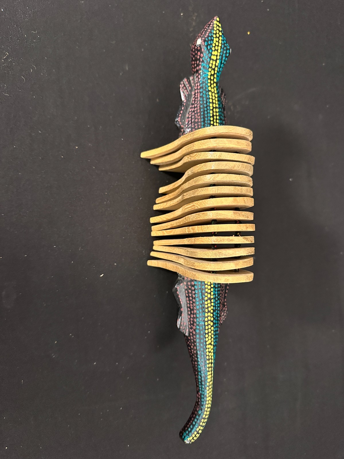 12" long Lizard Clapper, similar to Japanese kokoriko, artwork looks aboriginal - Image 6