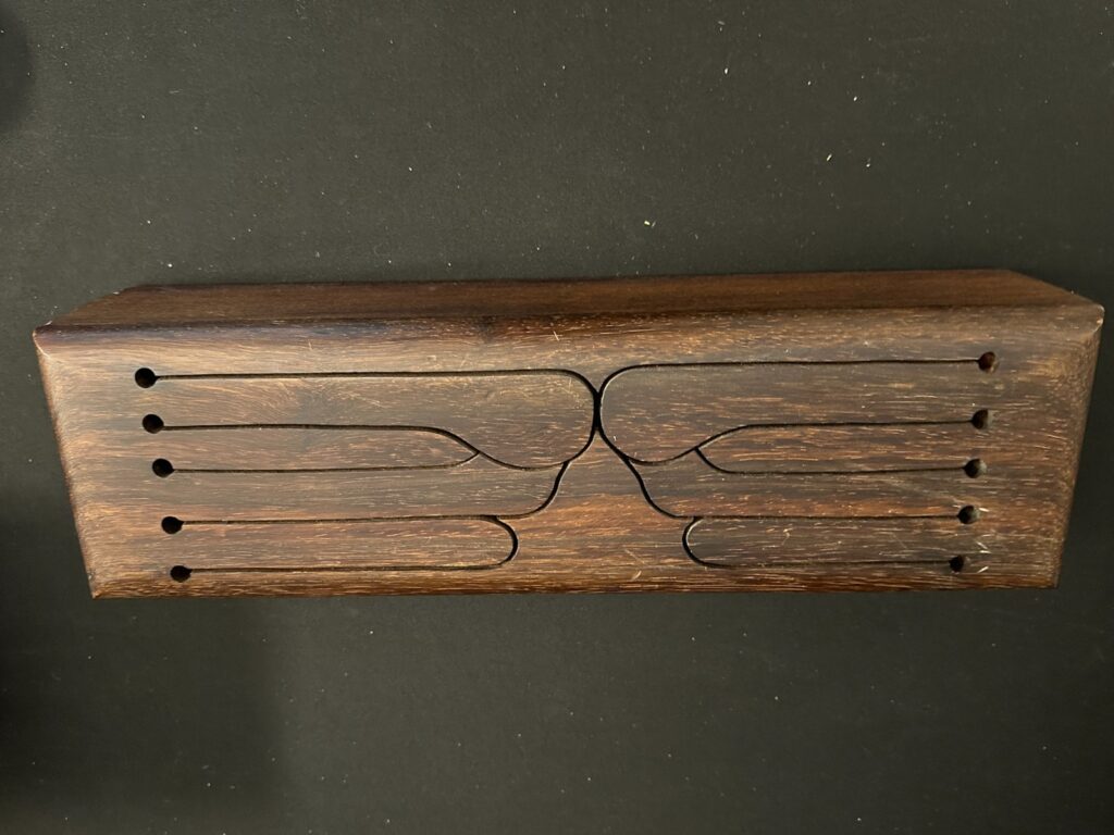 8-Pitch Log Drum also known as slit or tongue drum, 17.5" long, dark wood