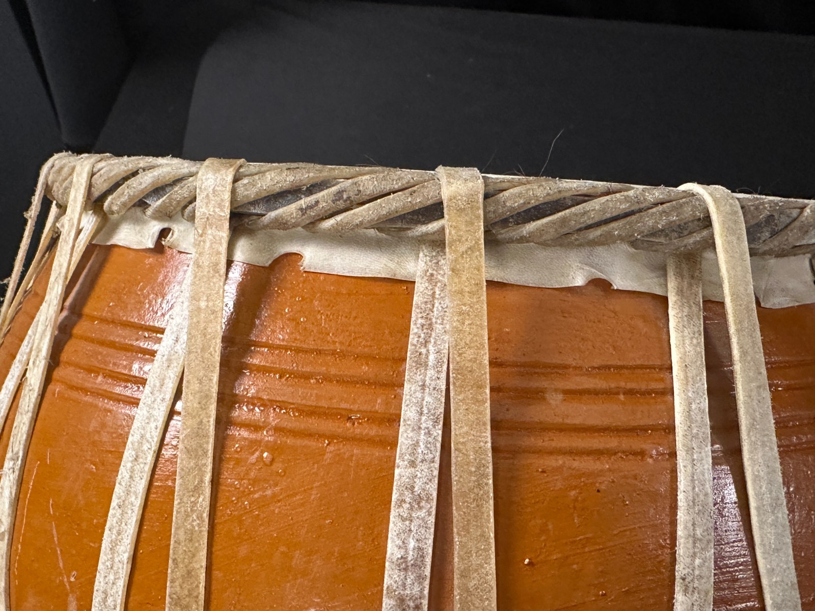 9" diameter Bayan from tabla set, drum is 11" tall, comes with 2" red cushion. - Image 2