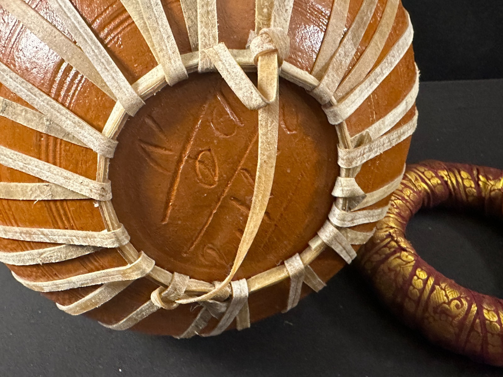 9" diameter Bayan from tabla set, drum is 11" tall, comes with 2" red cushion. - Image 4