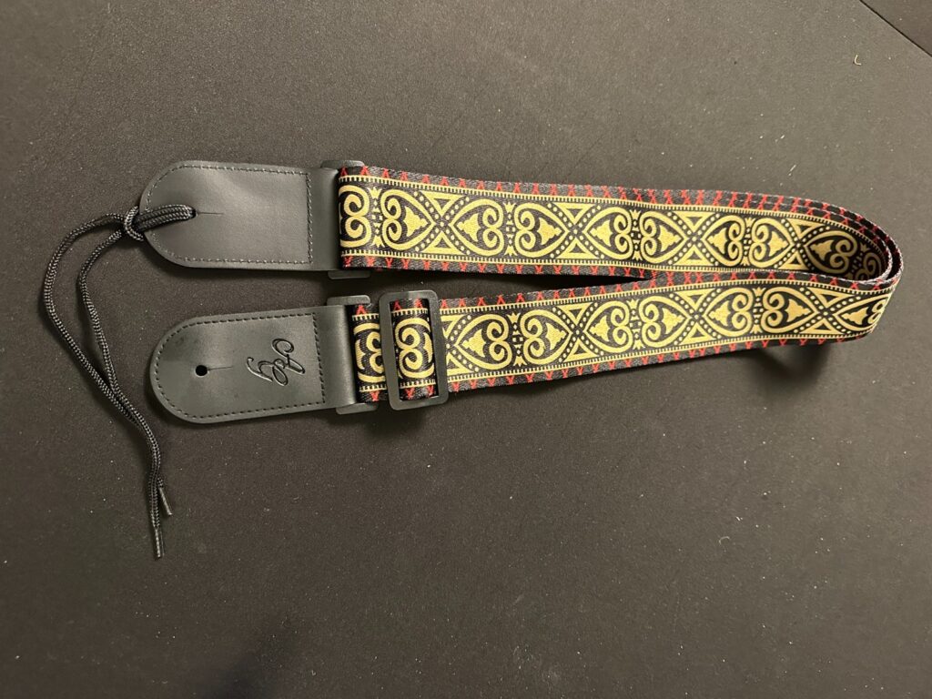 New Antonio Guiliani Gold, Red, and Black Adjustable Nylon Guitar Strap