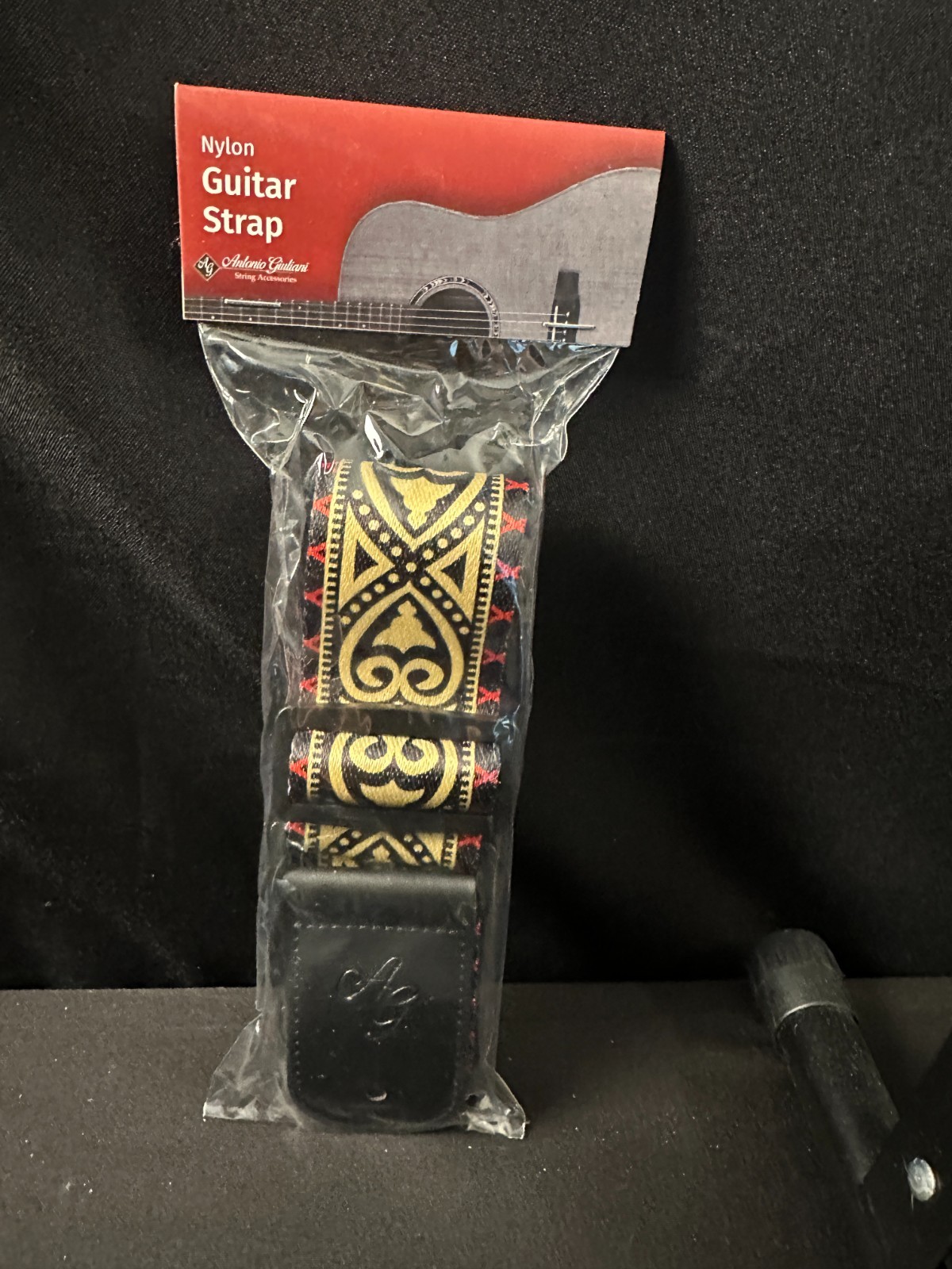 New Antonio Guiliani Gold, Red, and Black Adjustable Nylon Guitar Strap - Image 3