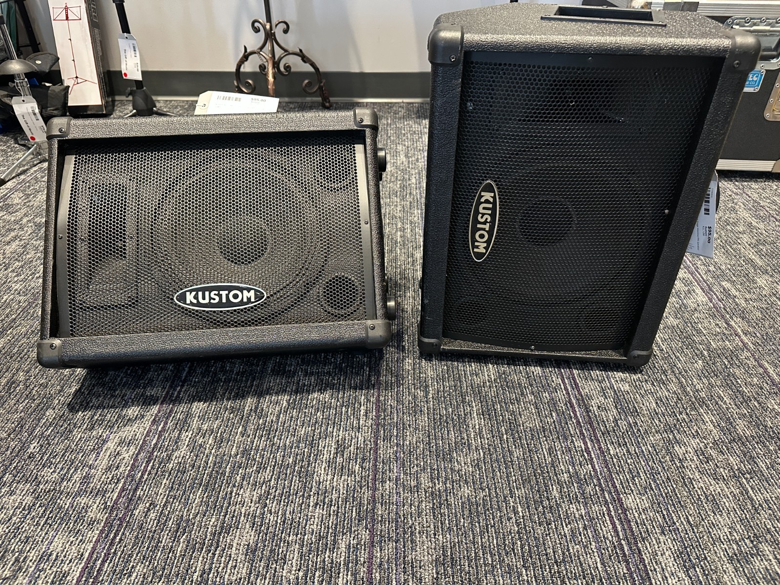 Kustom KSC10M 10" Passive Stage Monitor/PA Speaker Pair 17x14x7, pickup only GA