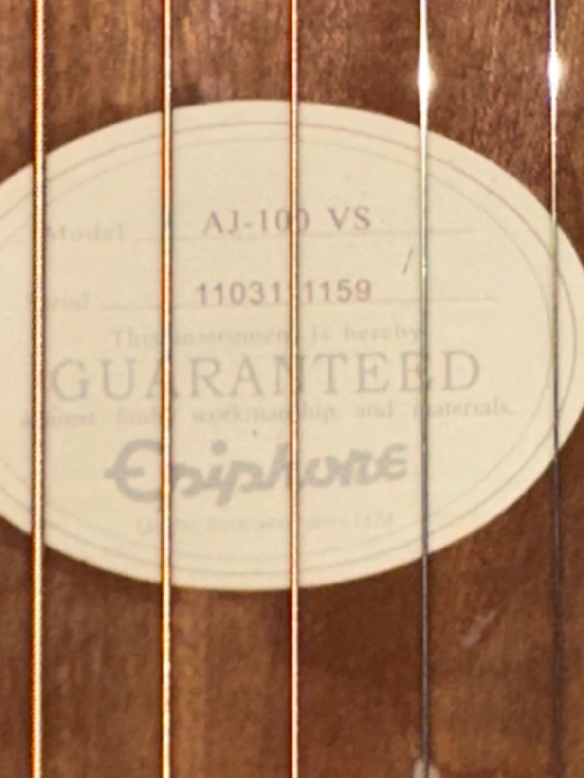 Epiphone AJ-100 VS Acoustic Guitar w/ gig bag, Advanced Jumbo, Vintage Sunburst - Image 6