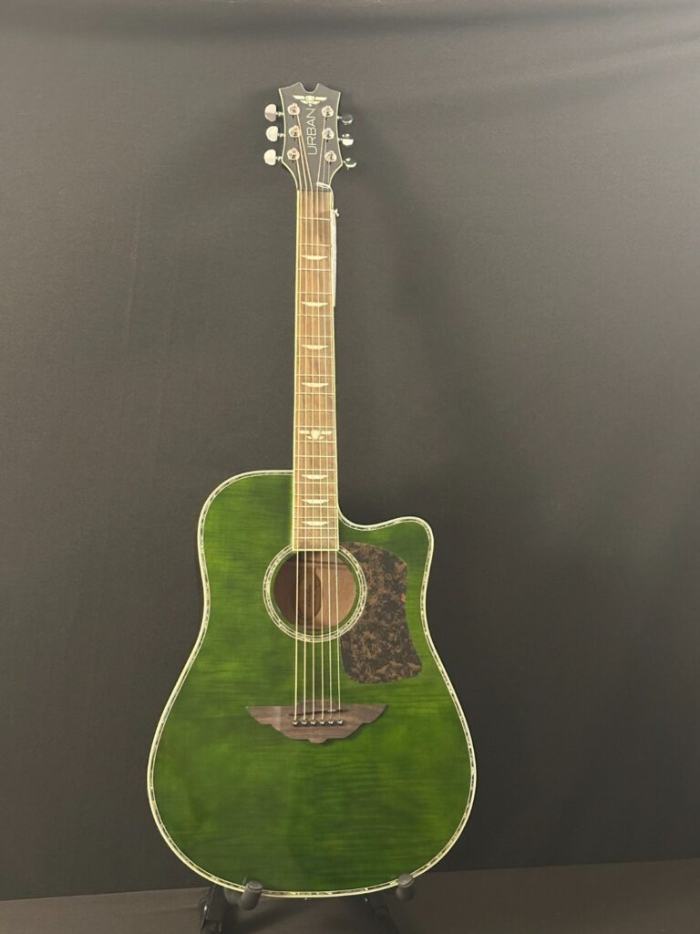 Keith Urban Player Acoustic Guitar, green, with strap, picks, capo, and gig bag