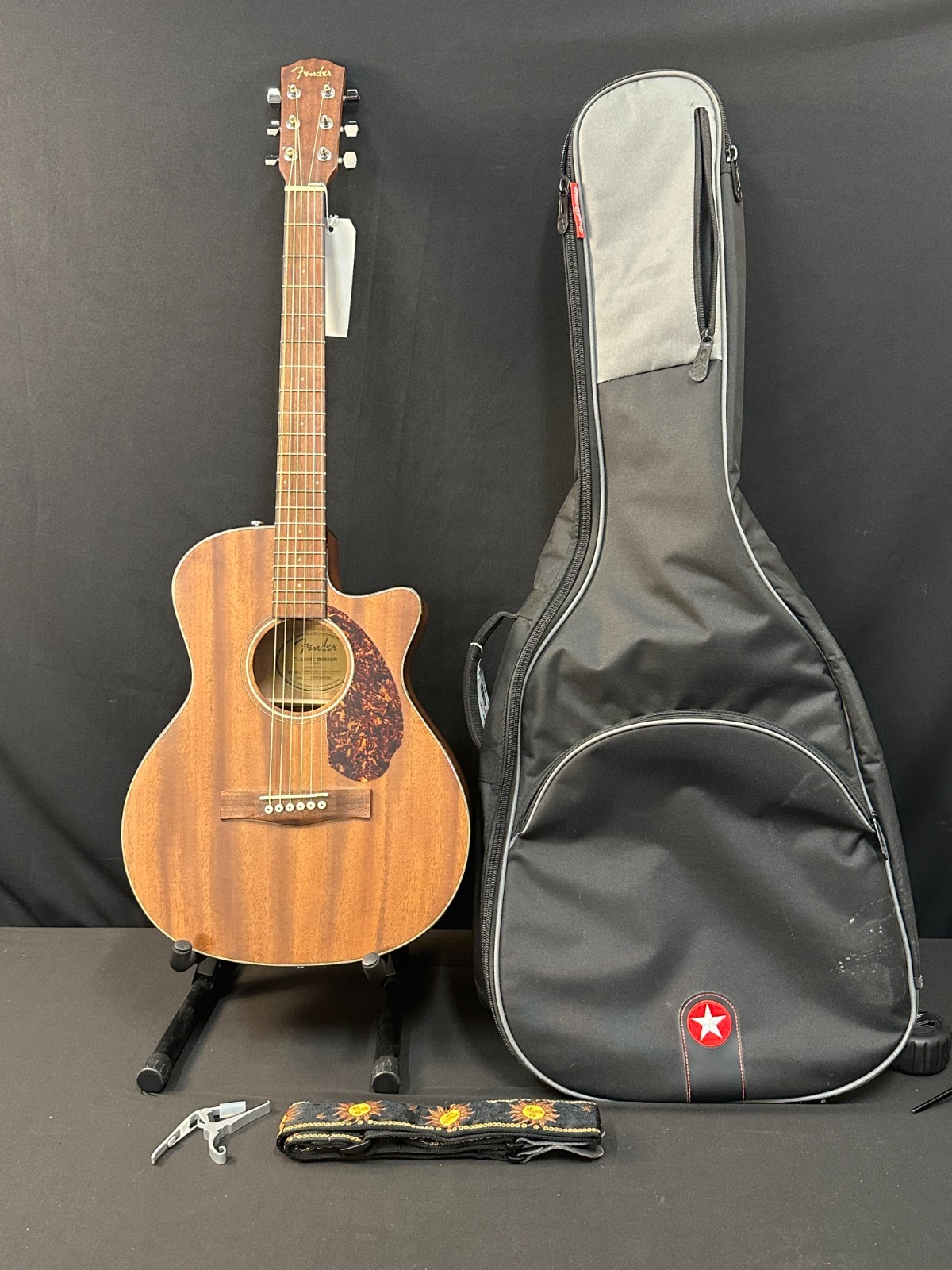 Fender CC-60SCE ALL-MAH SATIN FSR Acoustic-Electric Guitar with strap, capo, bag - Image 18