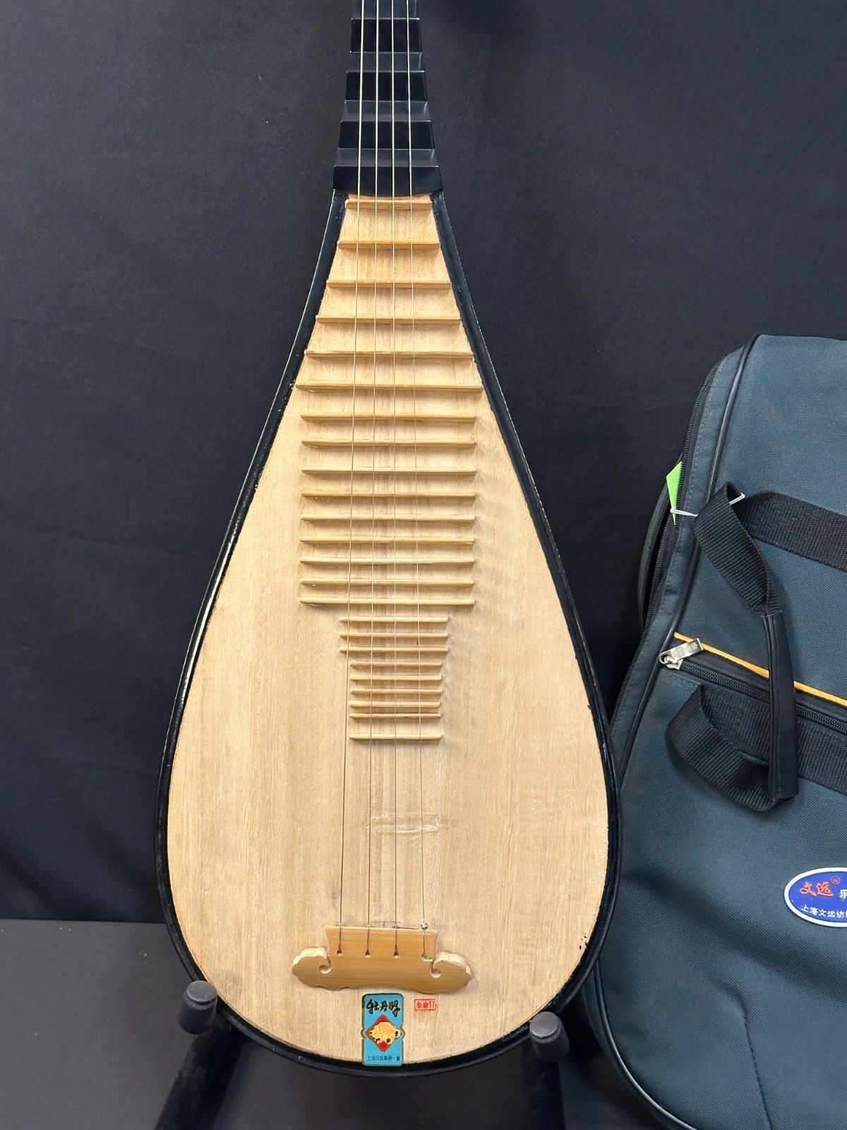 Dunhuang Chinese Pipa, 4 string with picks, tuner, and green gig bag, pro grade - Image 3