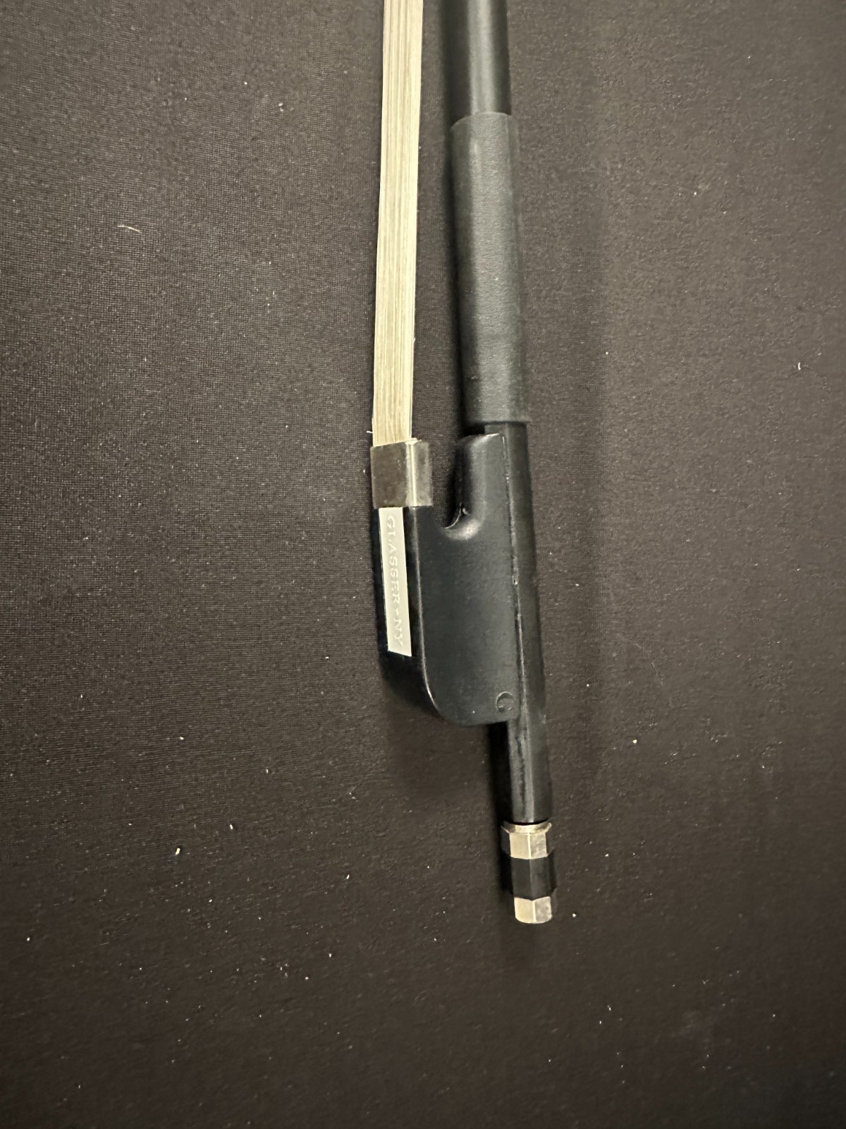 Glasser New York Fiberglass French 1/2 Double Bass Bow, Black, 26.5" long - Image 3