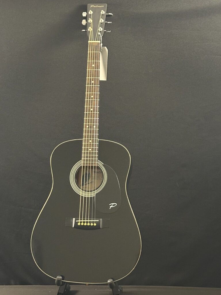 Vintage 1970's Palmer P-37 Acoustic Guitar, black, red case, steel strings