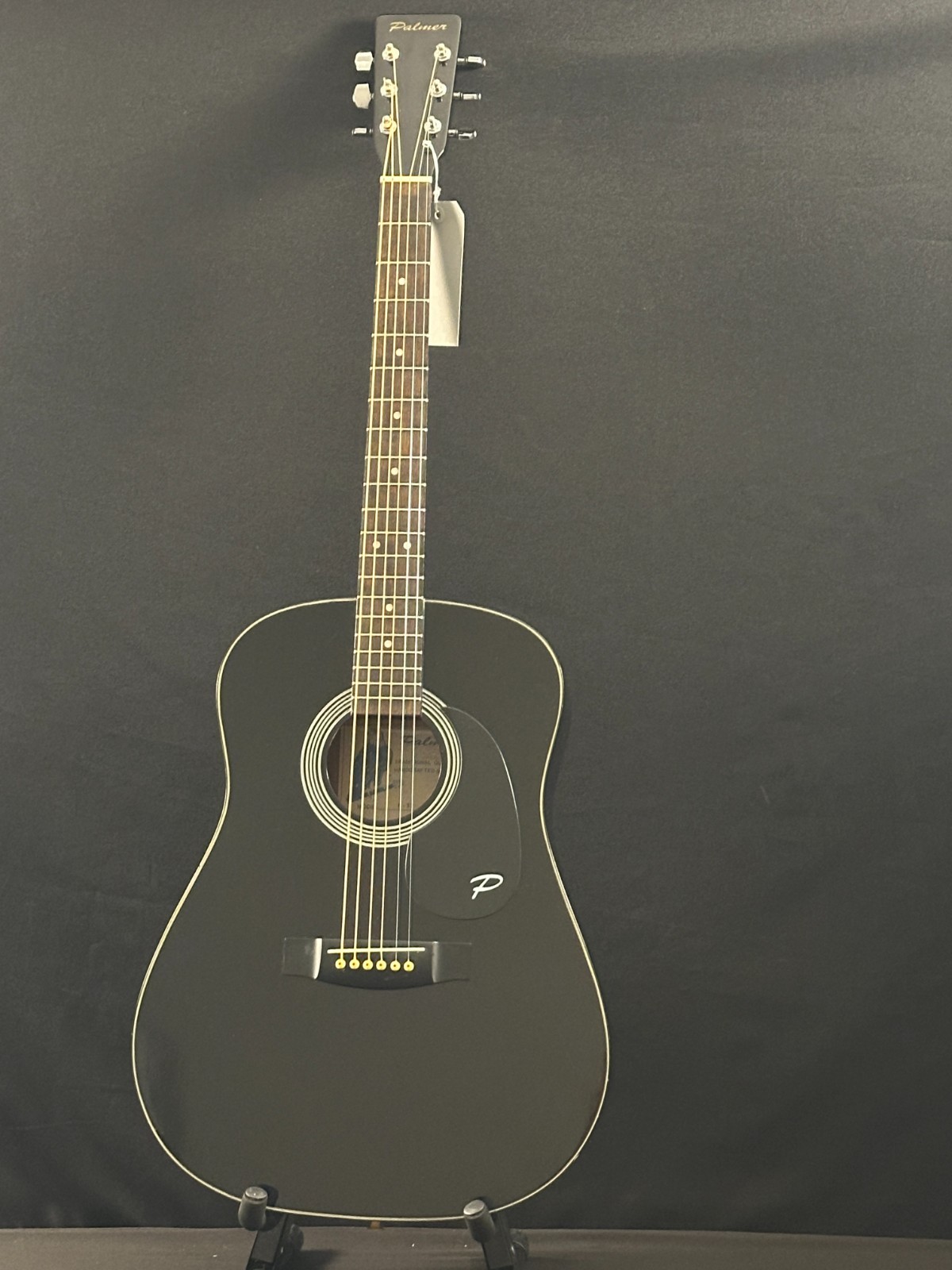 Vintage 1970's Palmer P-37 Acoustic Guitar, black, red case, steel strings