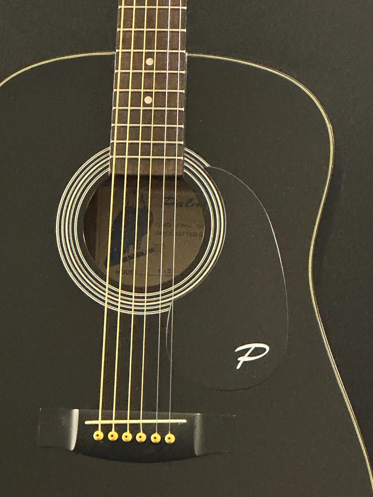 Vintage 1970's Palmer P-37 Acoustic Guitar, black, red case, steel strings - Image 4