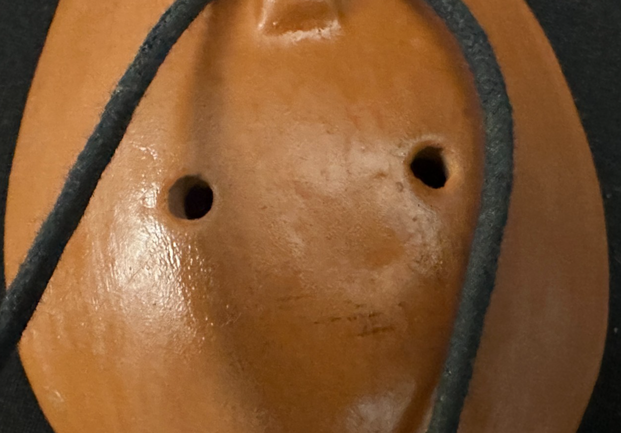 8 hole painted Clay Ocarina with necklace, 4in long, snake painting decoration - Image 8