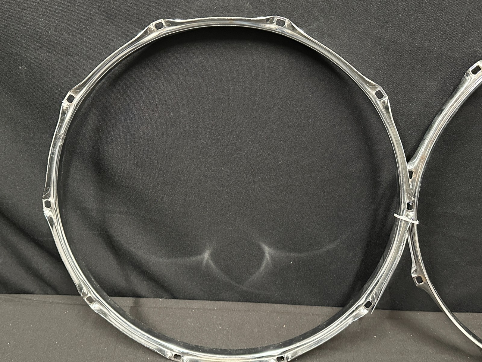 14" 10-lug/10 Hole Triple-Flange Drum Snare Hoops pair, Chrome finish - Image 2