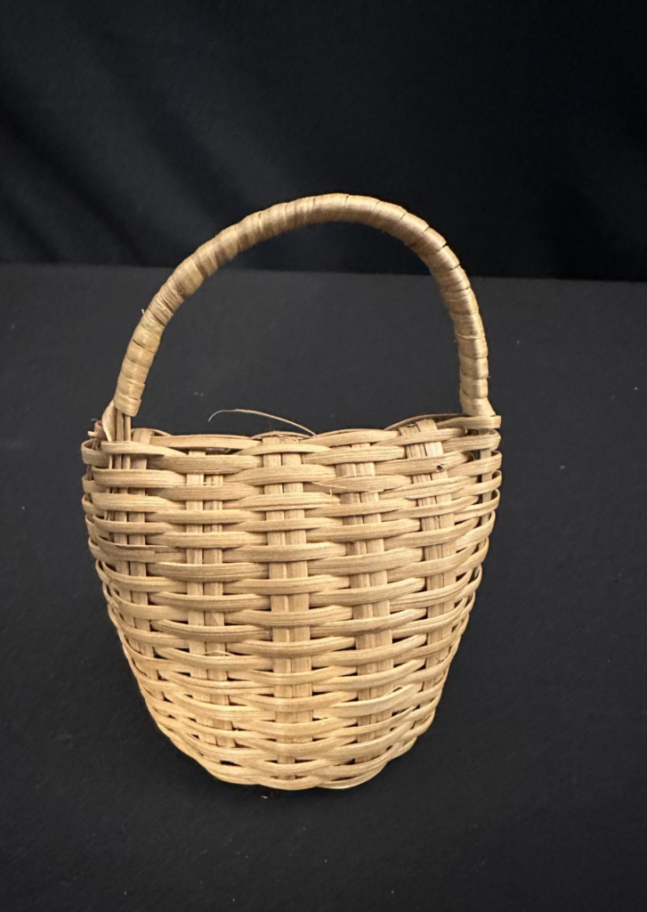 Caxixi, African woven basket shaker, 5" x 4" x 2.5"