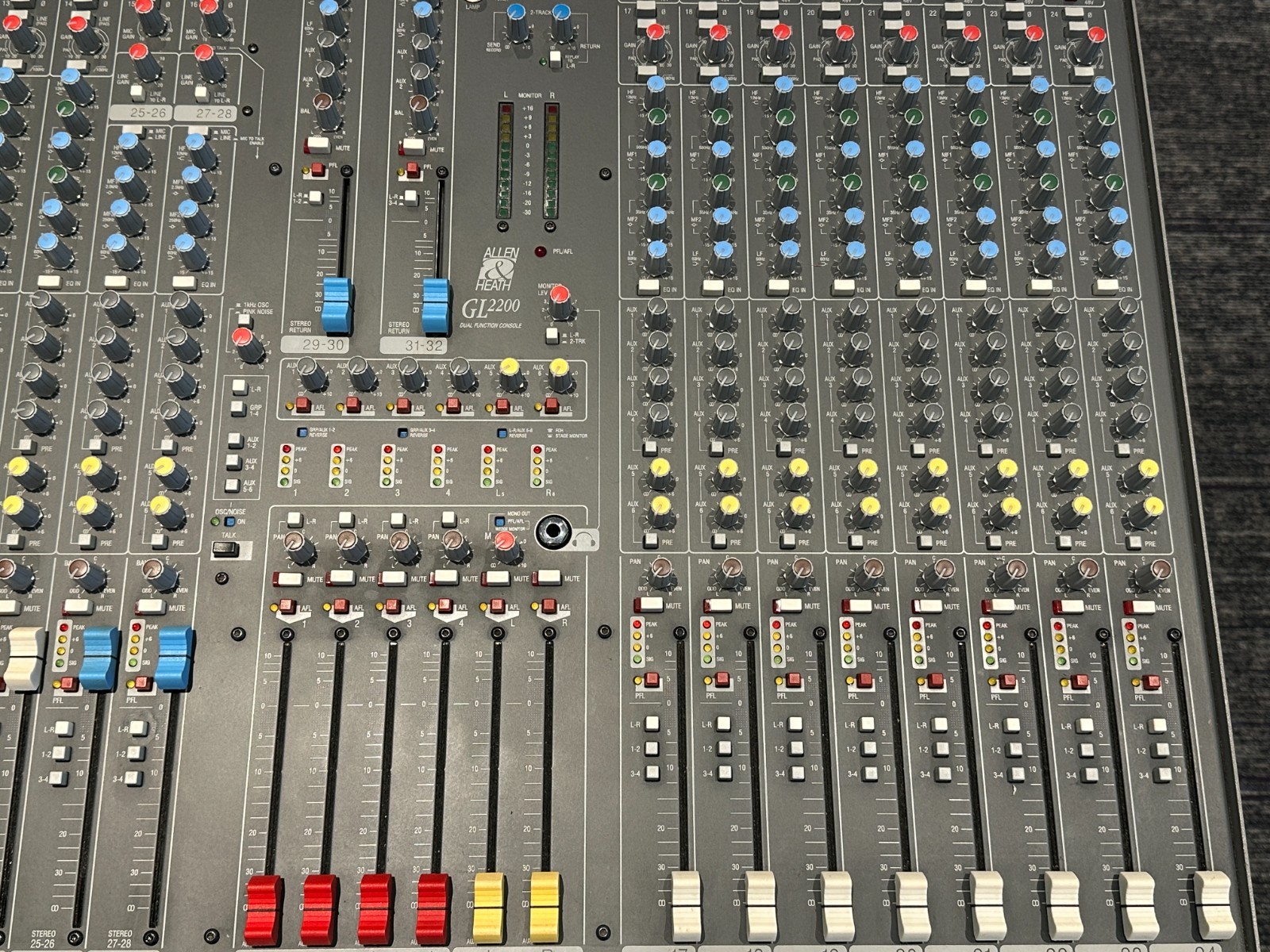 Allen & Heath GL2200 32-Channel Mixing Board, 36"x22"x6", analog, front of house - Image 3
